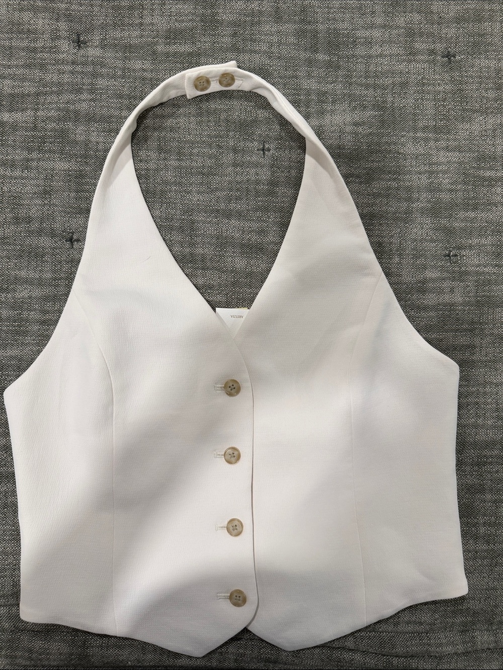 Aritzia Light Birch Halter Button-Front Crop Top